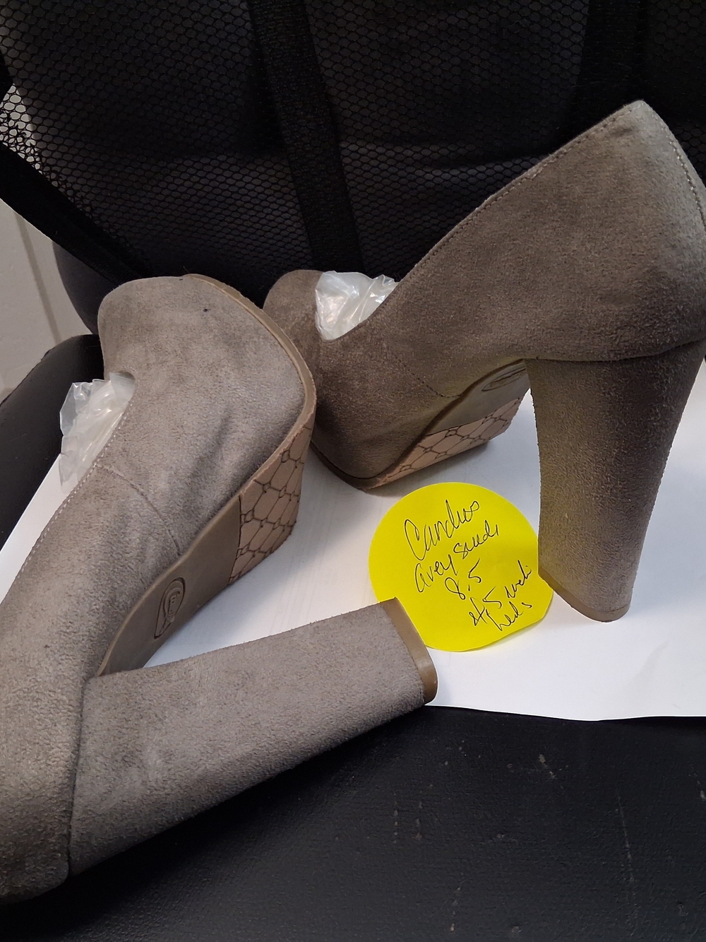Candie's Taupe Suede Platform Block Heels